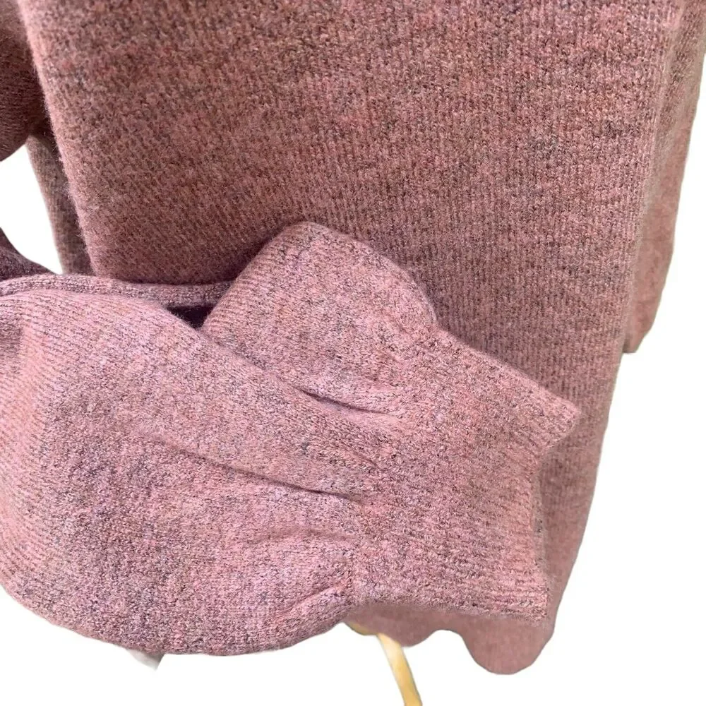 Topshop Oversized Sweater Sz 6 Dusty Rose‎ Pink Puff Sleeves  NWT Cozycore